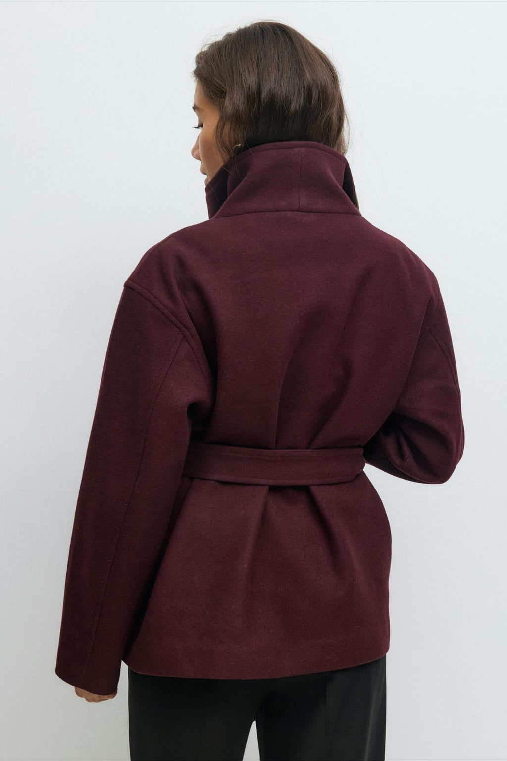 Perle | Veste Manteau Wrap à Col Montant Ceinturée pour Femmes