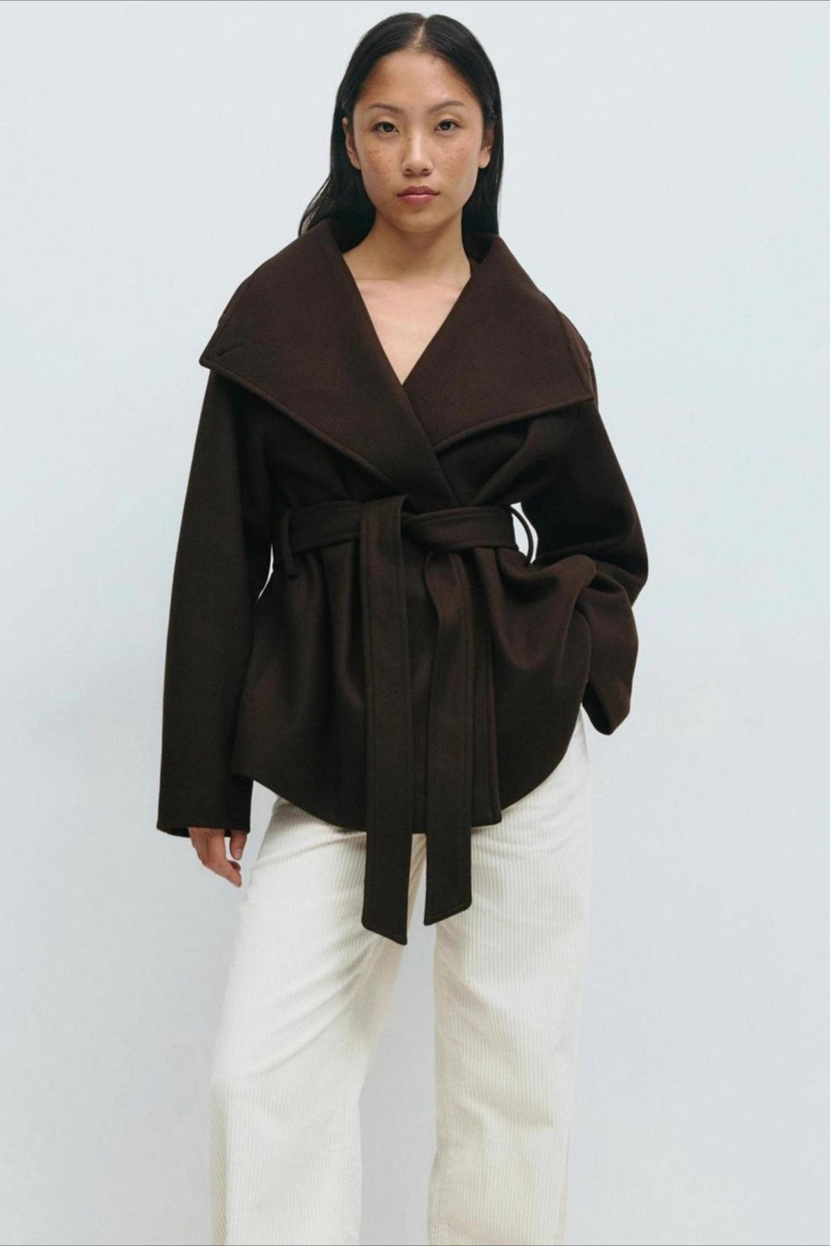 Perle | Veste Manteau Wrap à Col Montant Ceinturée pour Femmes