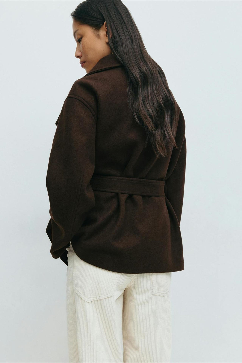 Perle | Veste Manteau Wrap à Col Montant Ceinturée pour Femmes