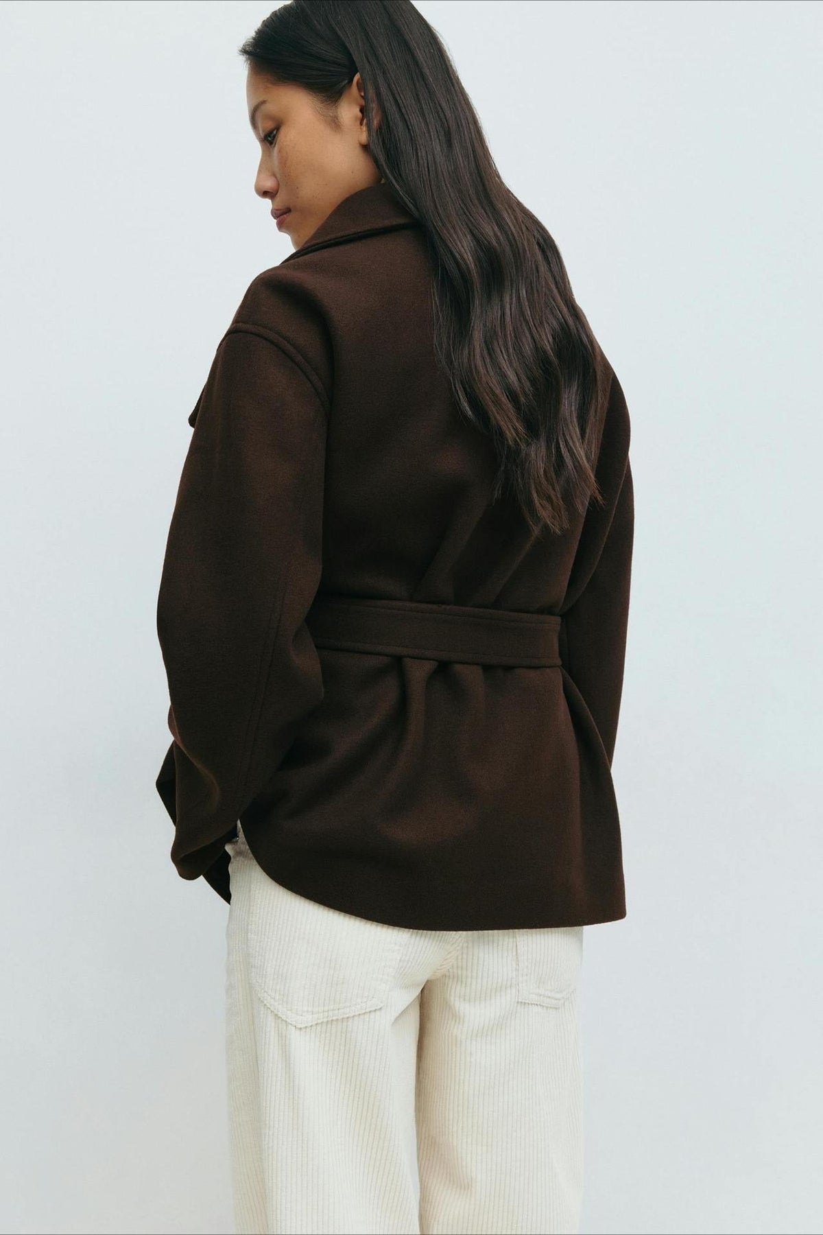 Perle | Veste Manteau Wrap à Col Montant Ceinturée pour Femmes