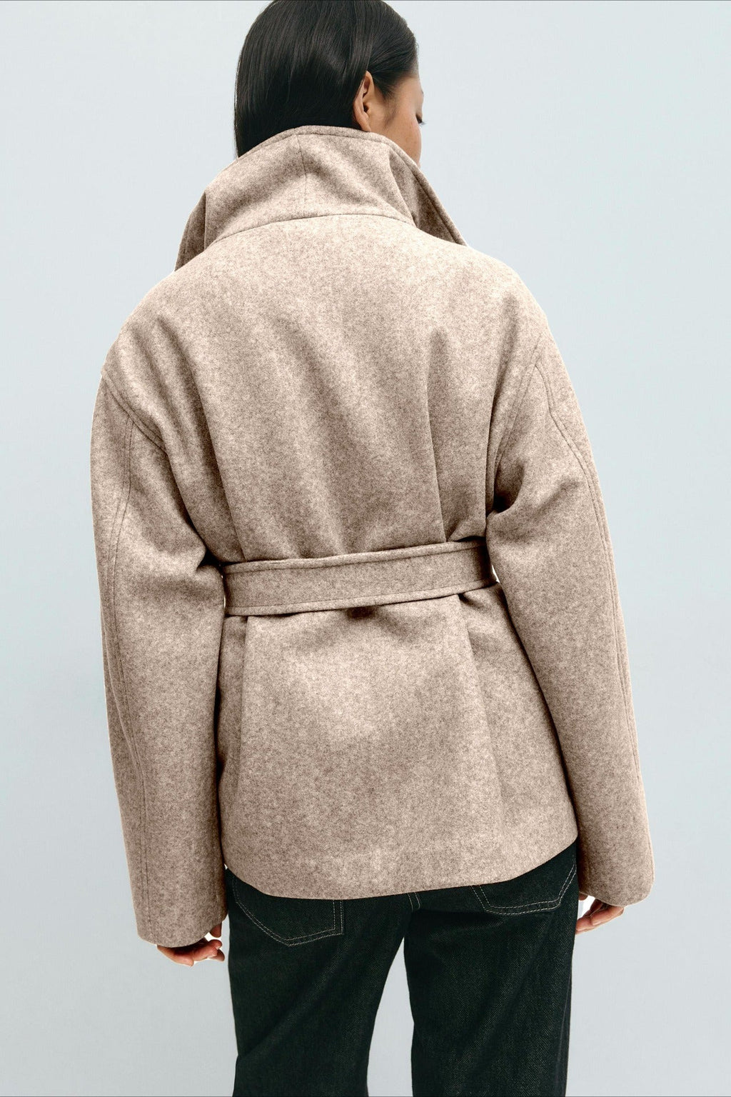 Perle | Veste Manteau Wrap à Col Montant Ceinturée pour Femmes