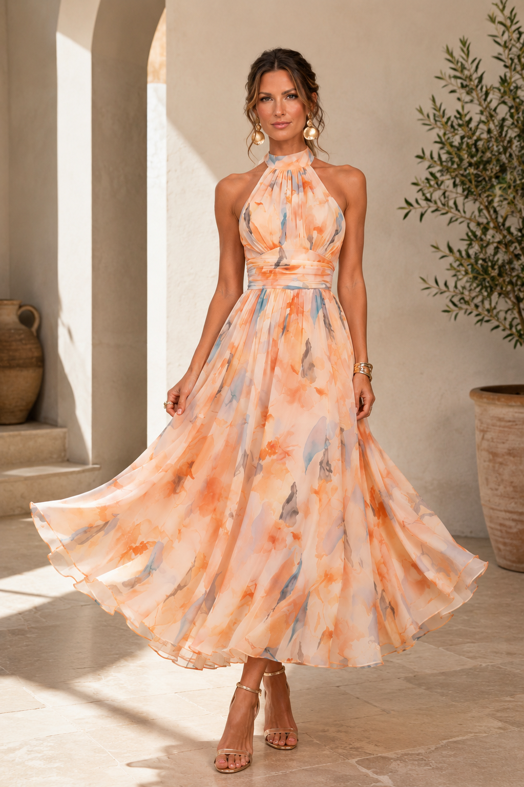 Phillipa | Robe Midi à Imprimé Abstrait pour Femme, Invité de Mariage