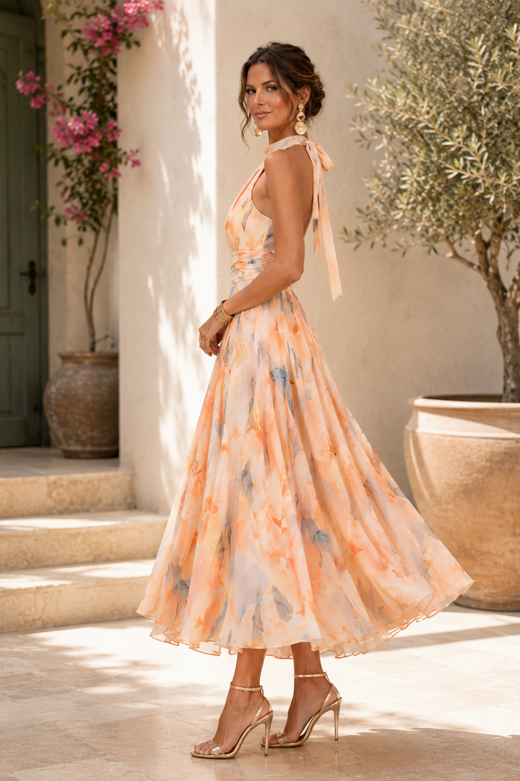Phillipa | Robe Midi à Imprimé Abstrait pour Femme, Invité de Mariage