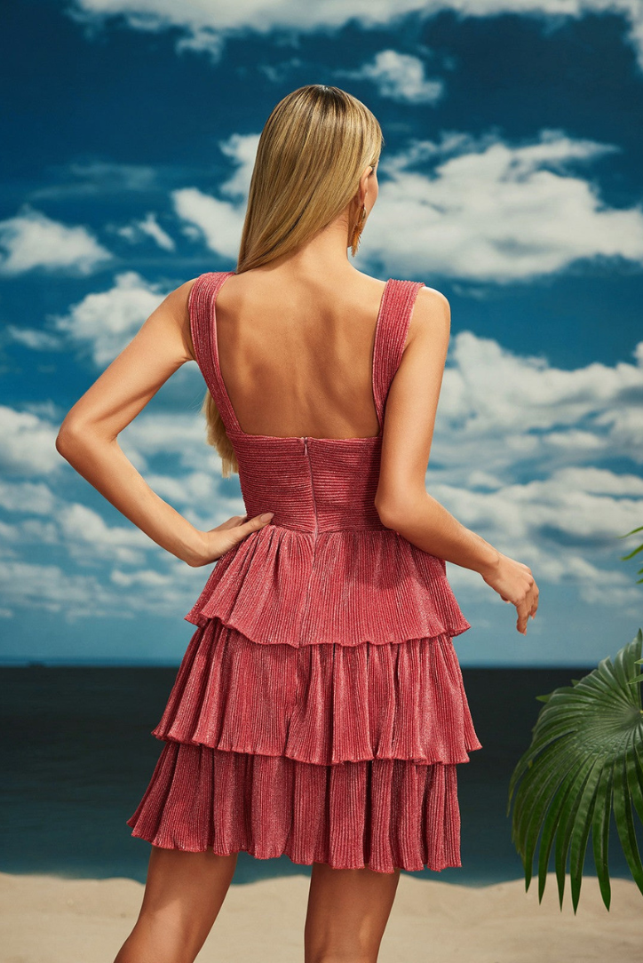 Presley | Robe Mini Plissée à Découpes en Étoile de Mer pour Femmes