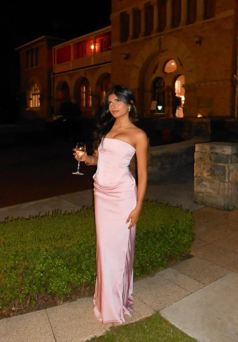 Rae | Robe de mariée maxi de soirée à corset sans bretelles pour femmes