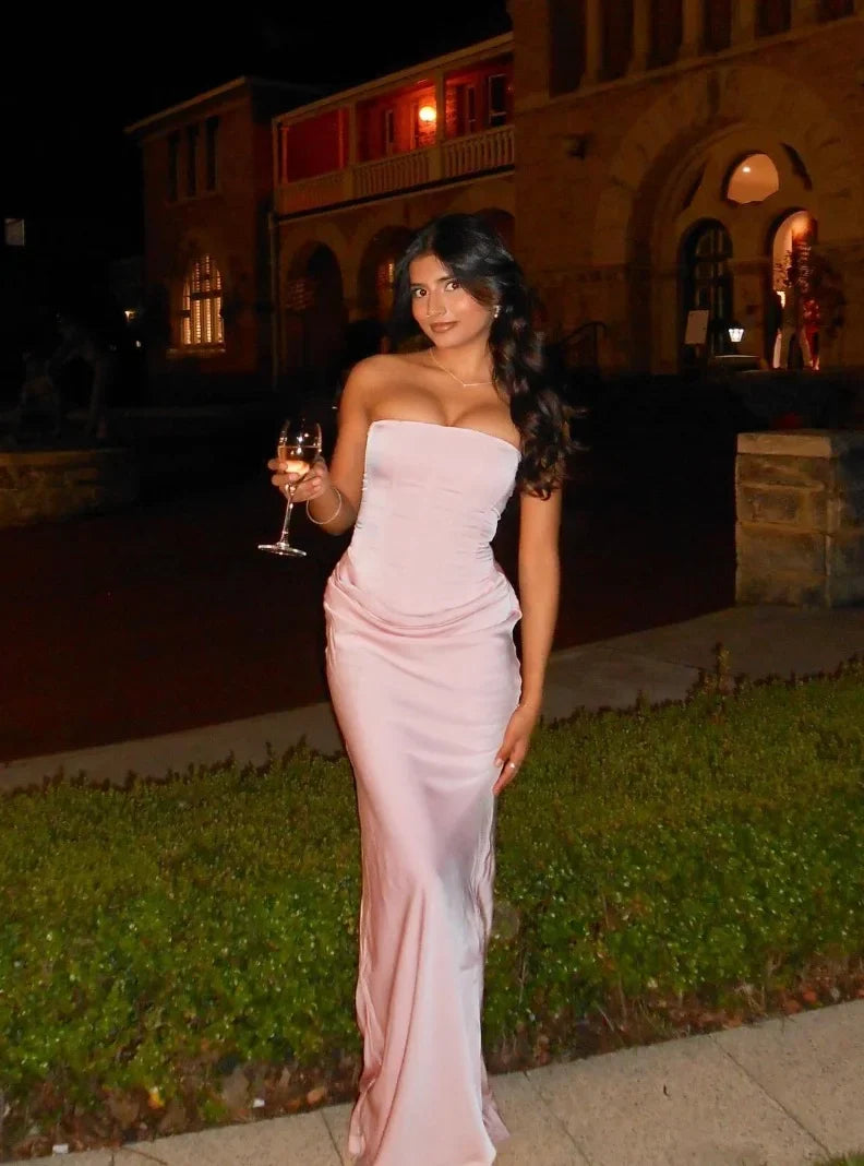 Rae | Robe de mariée maxi de soirée à corset sans bretelles pour femmes