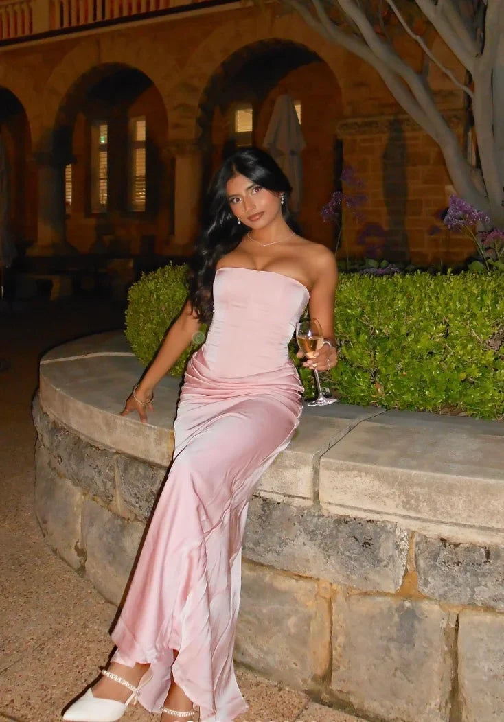 Rae | Robe de mariée maxi de soirée à corset sans bretelles pour femmes