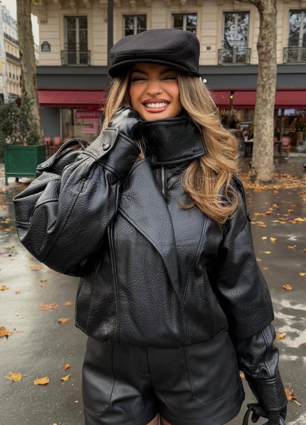 Reagan | Veste Biker Oversized en Similicuir pour Femmes
