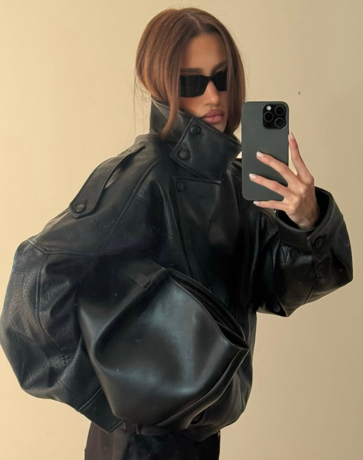 Reagan | Veste Biker Oversized en Similicuir pour Femmes