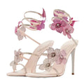Rebecca | Sandales à talons aiguilles à brides en strass florales pour femmes