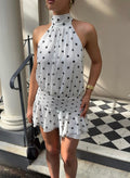 River | Robe Mini à Col Halter à Pois pour Femmes