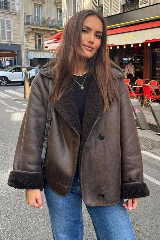 Rosemary | Veste d'aviation en fausse cuir shearling pour femmes