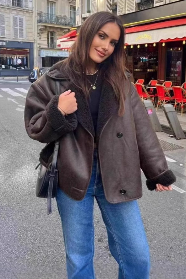 Rosemary | Veste d'aviation en fausse cuir shearling pour femmes