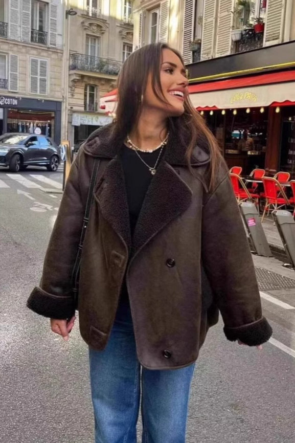 Rosemary | Veste d'aviation en fausse cuir shearling pour femmes