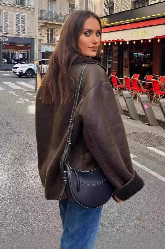 Rosemary | Veste d'aviation en fausse cuir shearling pour femmes