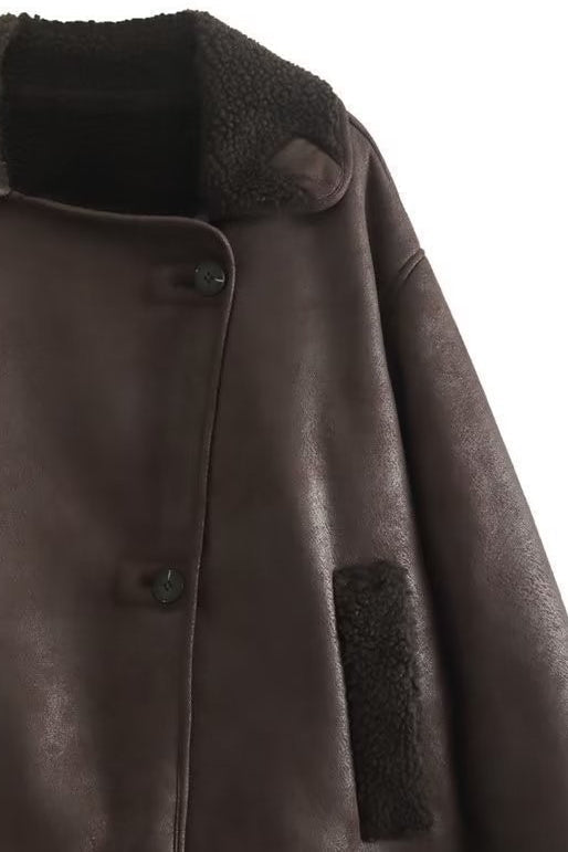 Rosemary | Veste d'aviation en fausse cuir shearling pour femmes