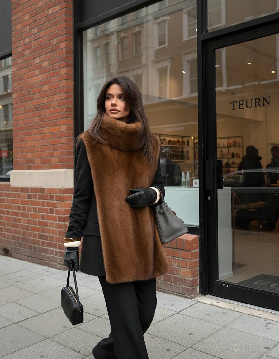Ruth | Manteau sans manches en fausse fourrure à col montant