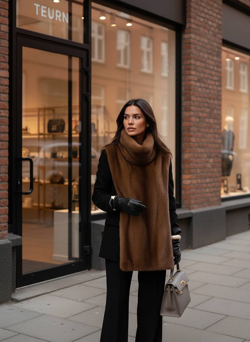 Ruth | Manteau sans manches en fausse fourrure à col montant