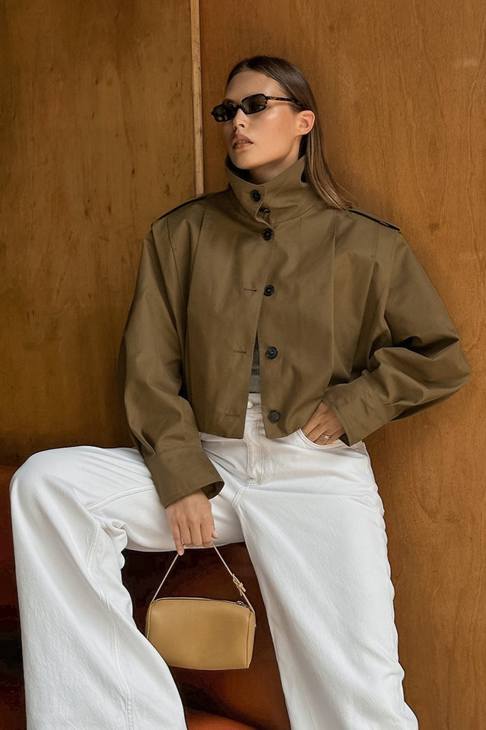 Shannon | Veste utilitaire cropped à col montant pour femmes