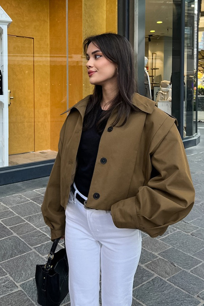 Shannon | Veste utilitaire cropped à col montant pour femmes