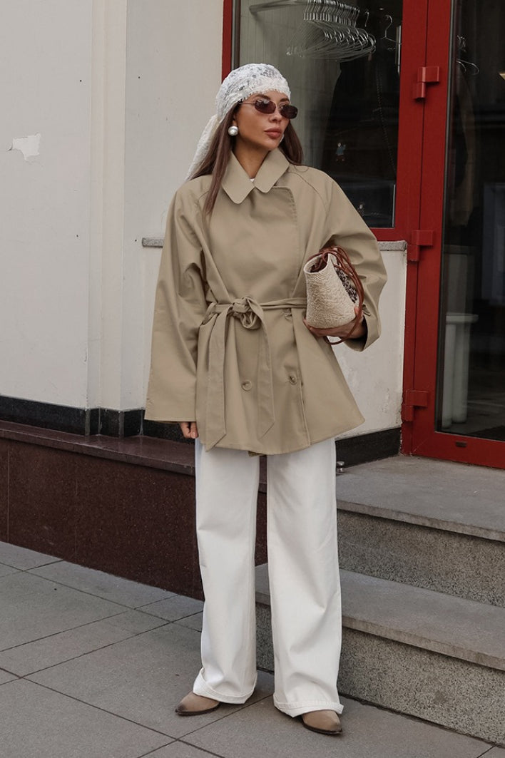 Sonia | Manteau trench à col pointu ceinturé pour femmes