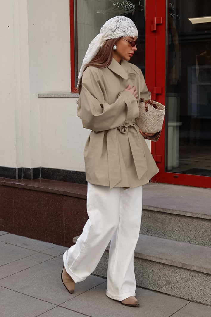 Sonia | Manteau trench à col pointu ceinturé pour femmes