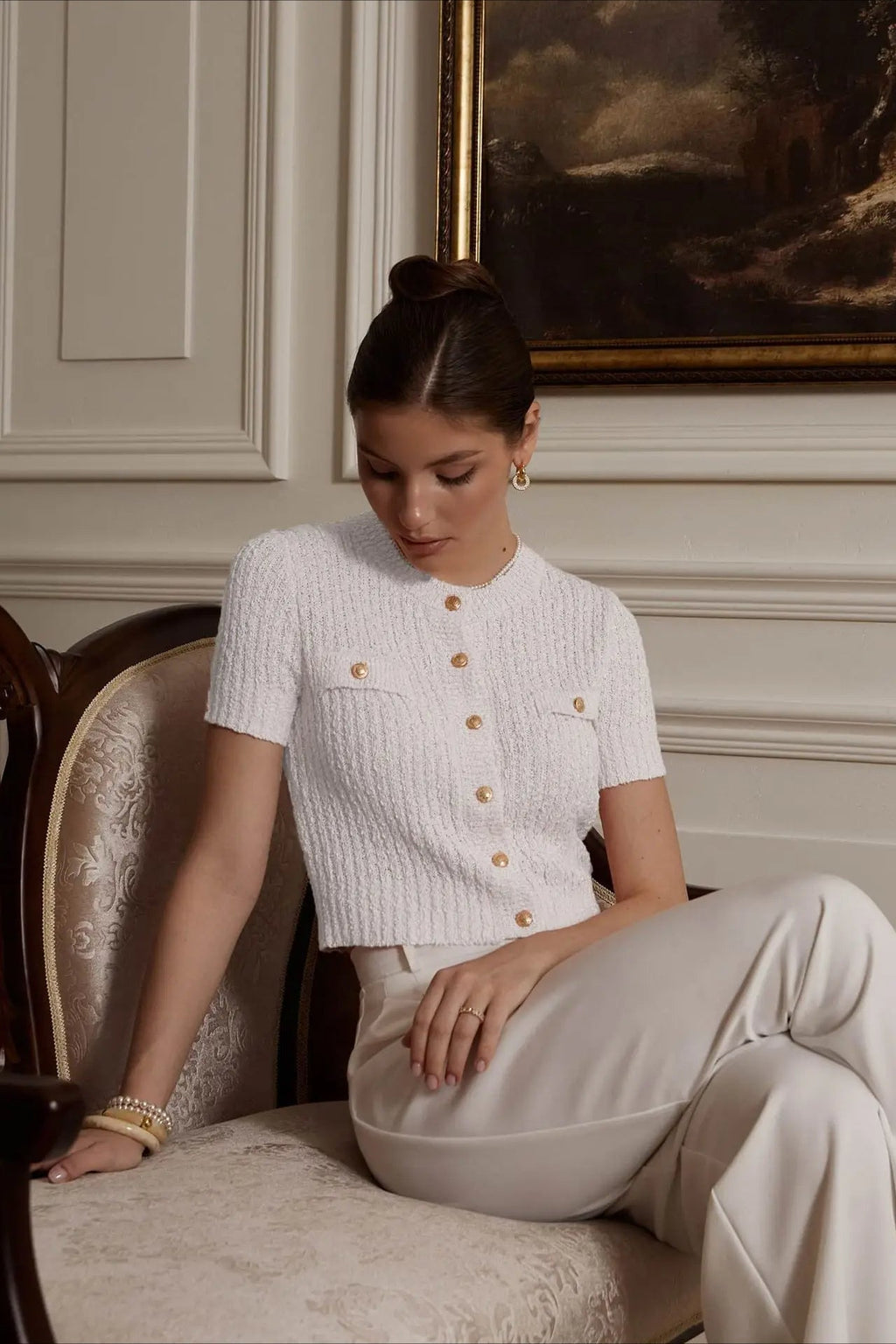 Taryn | Cardigan court à boutons en tricot texturé pour femmes