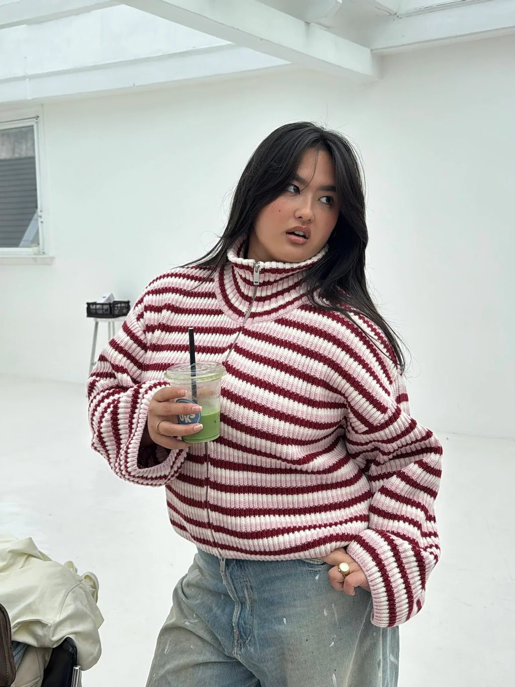Tori | Pull en maille rayé oversize pour femmes