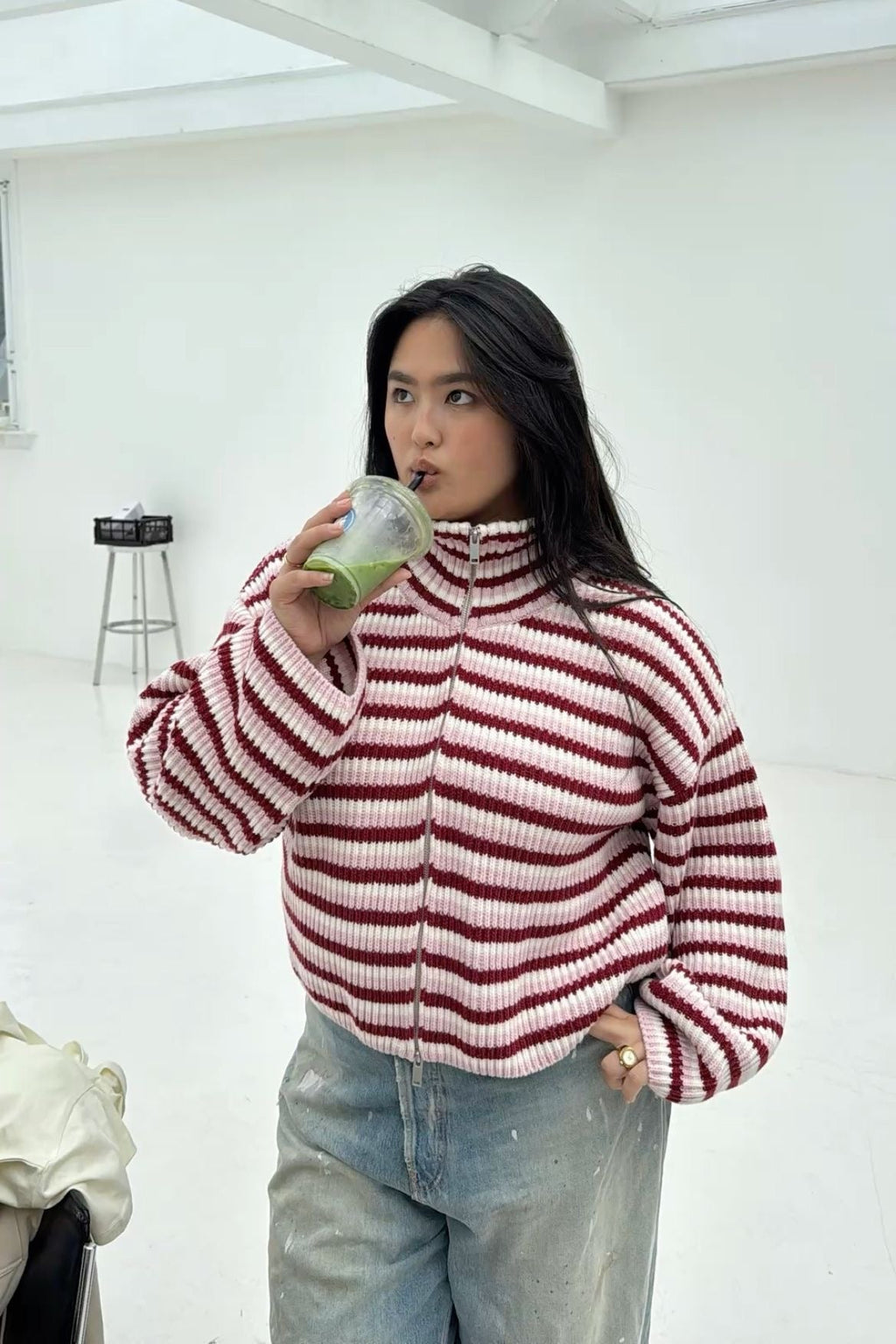 Tori | Pull en maille rayé oversize pour femmes