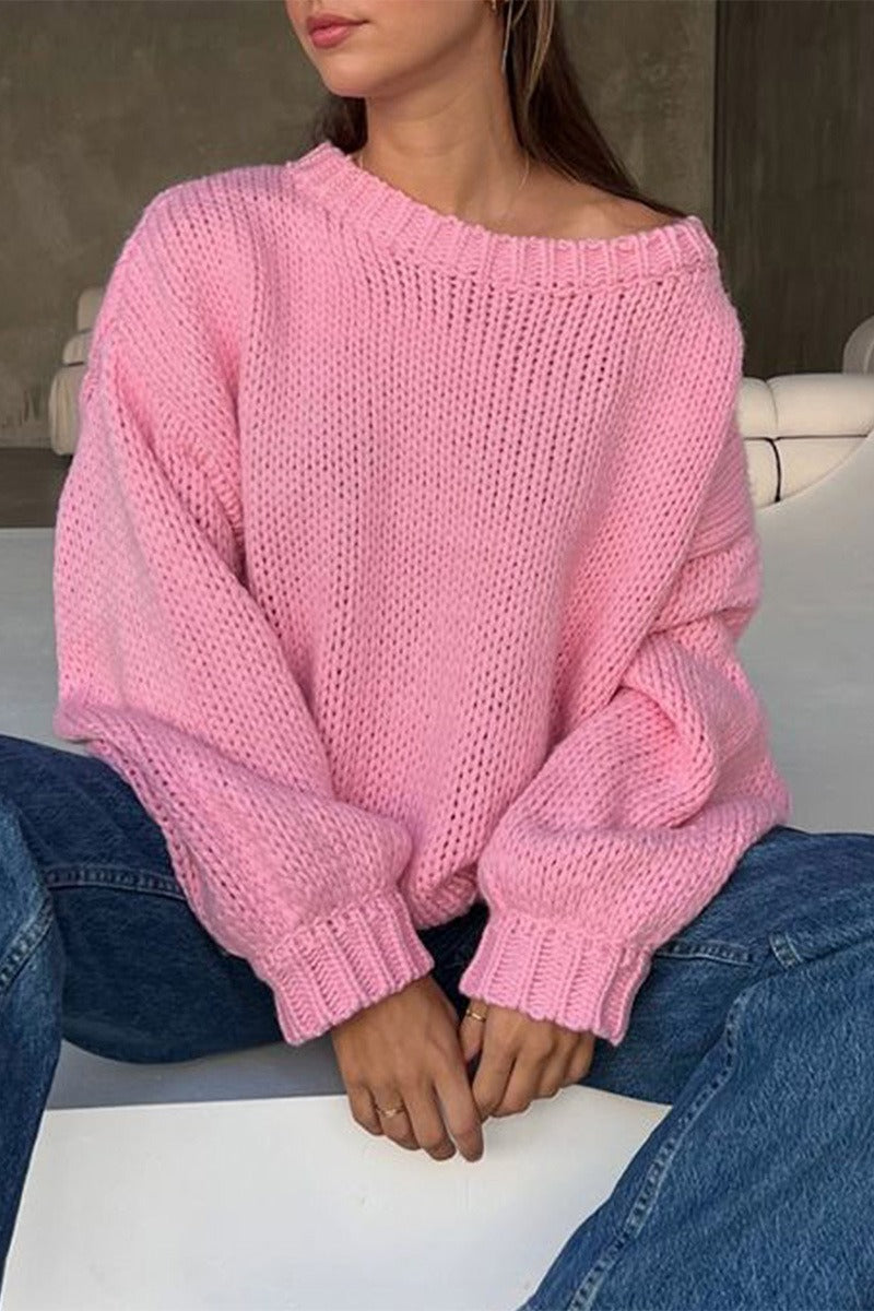 Vida | Pull Chunky à Épaules Tombantes pour Femmes à Manches Longues