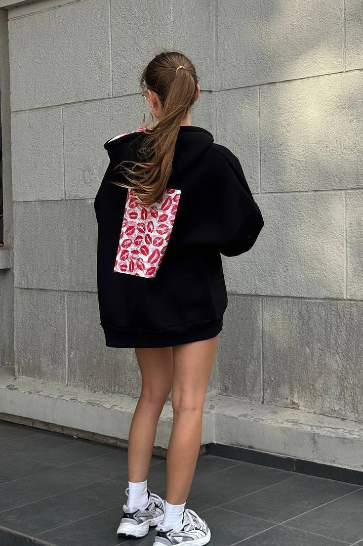 Xanthe | Sweat à capuche graphique oversize à manches longues pour femmes