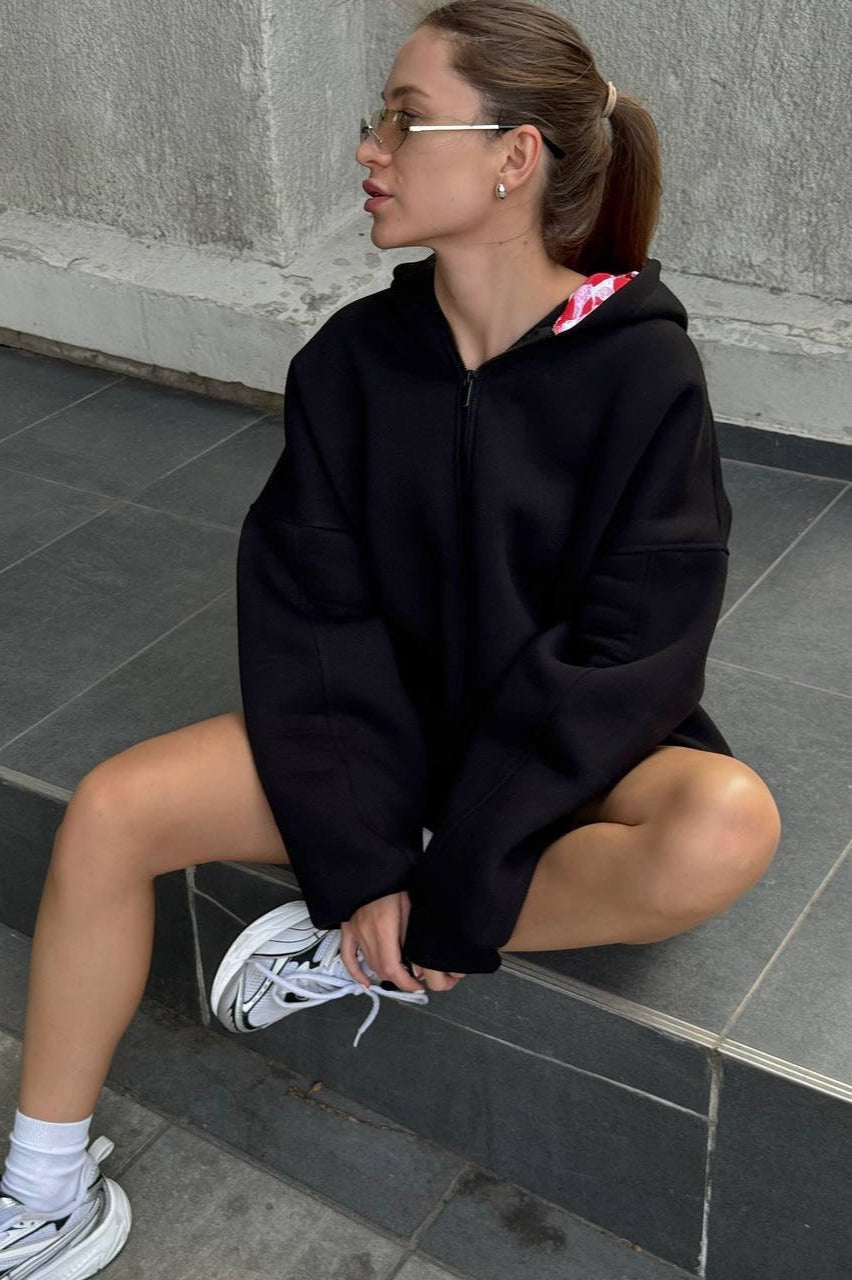 Xanthe | Sweat à capuche graphique oversize à manches longues pour femmes