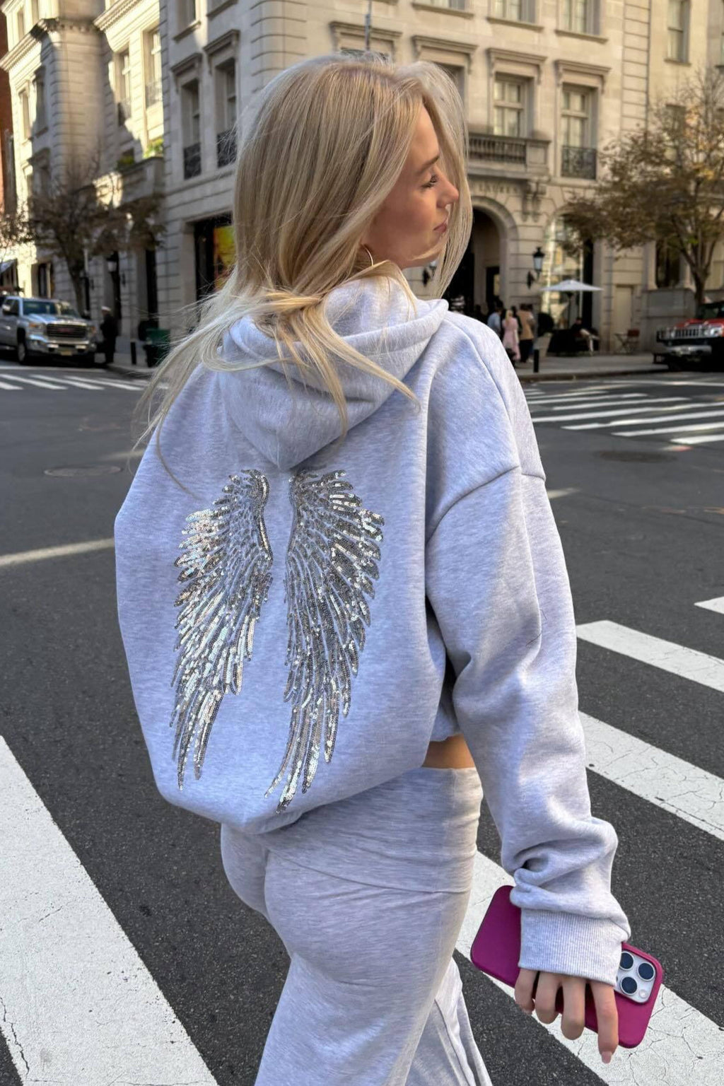 Ximena | Hoodie graphique à capuche à manches longues en sequins pour femmes