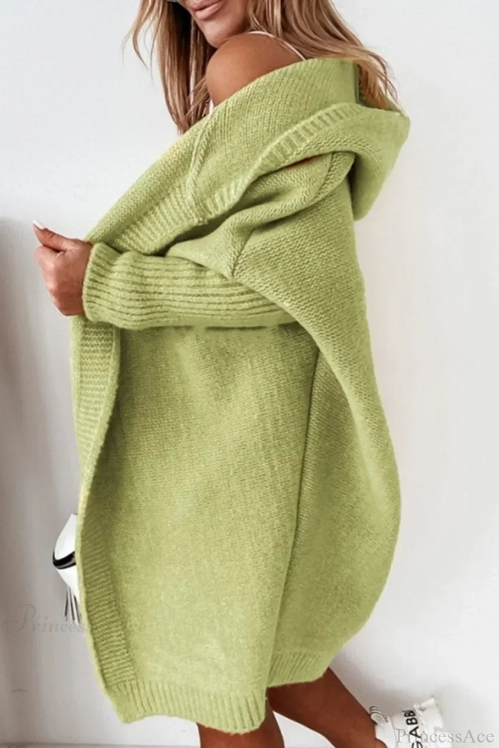 Yasmin | Cardigan long en tricot ouvert à capuche pour femmes