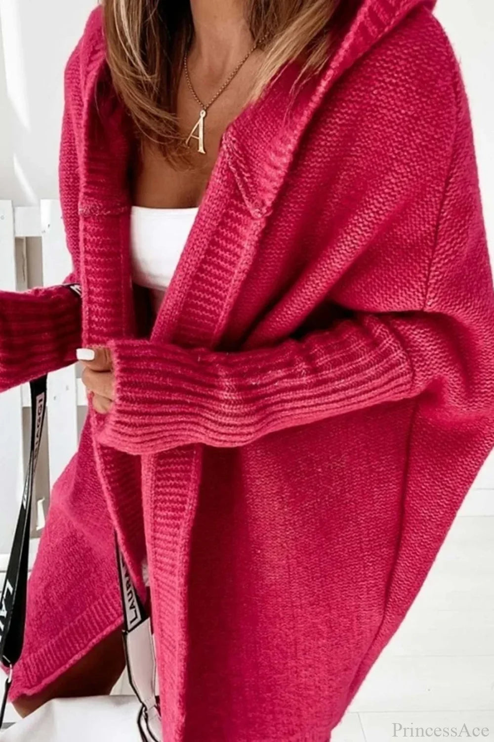 Yasmin | Cardigan long en tricot ouvert à capuche pour femmes
