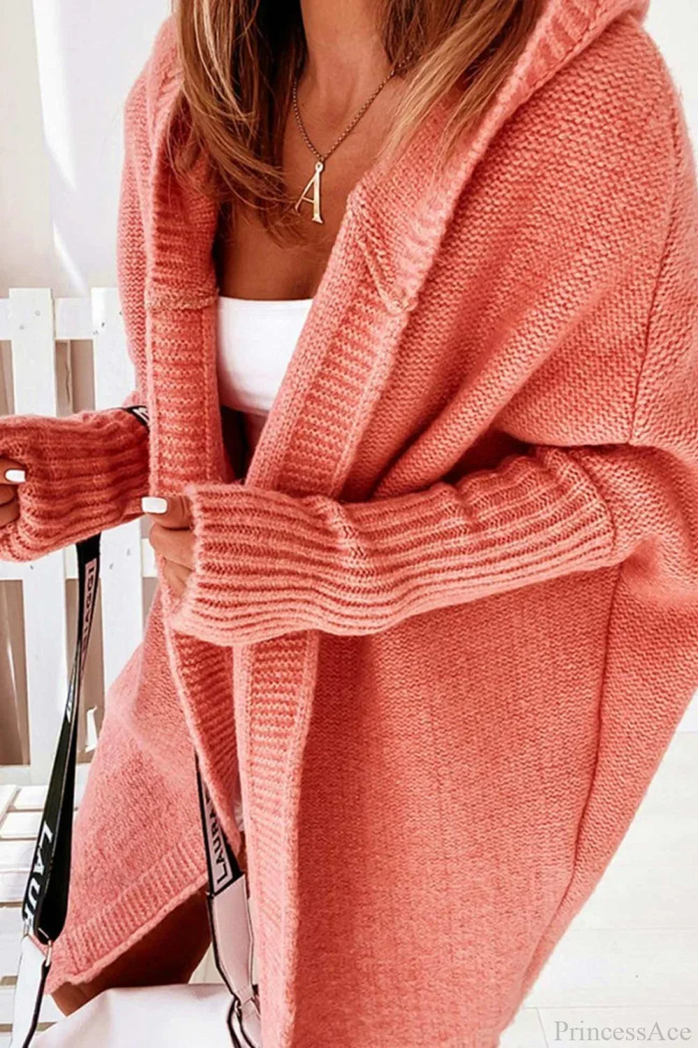 Yasmin | Cardigan long en tricot ouvert à capuche pour femmes