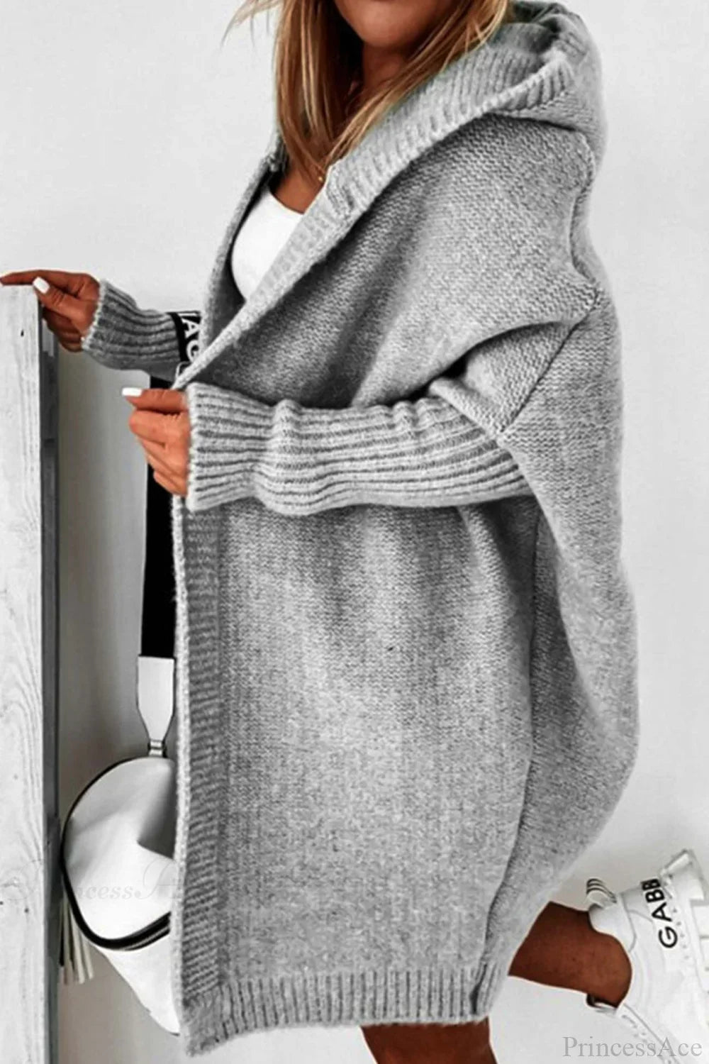 Yasmin | Cardigan long en tricot ouvert à capuche pour femmes