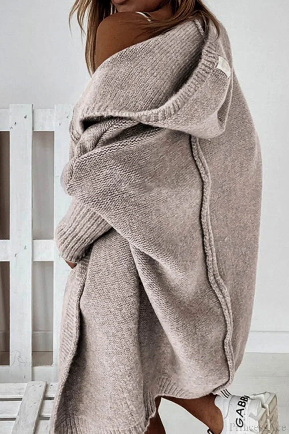 Yasmin | Cardigan long en tricot ouvert à capuche pour femmes