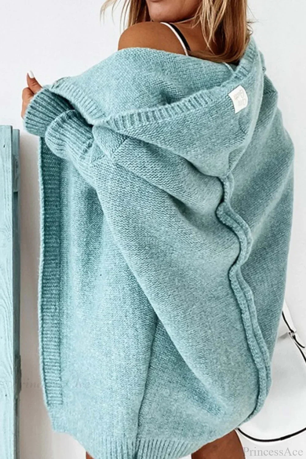 Yasmin | Cardigan long en tricot ouvert à capuche pour femmes