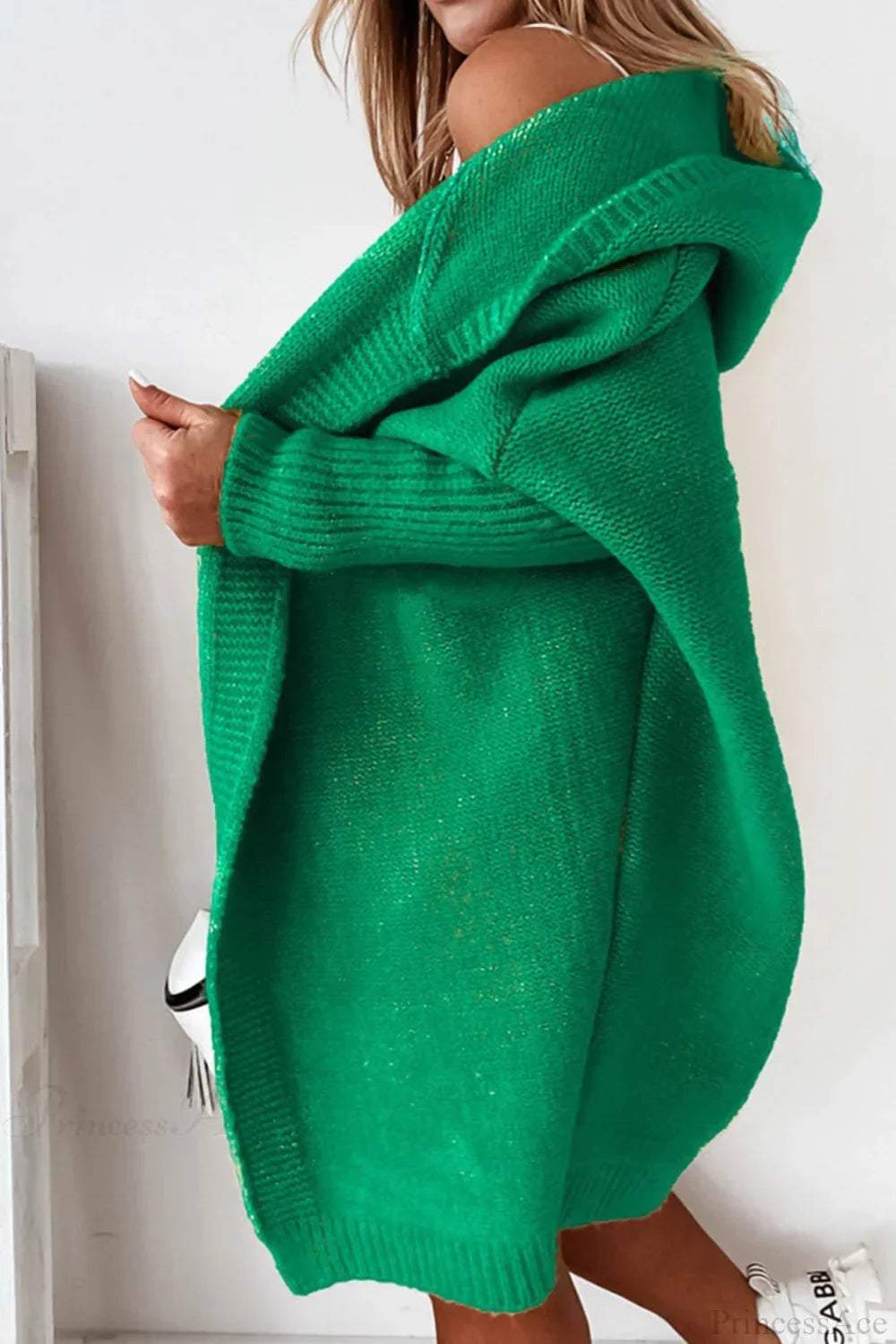 Yasmin | Cardigan long en tricot ouvert à capuche pour femmes