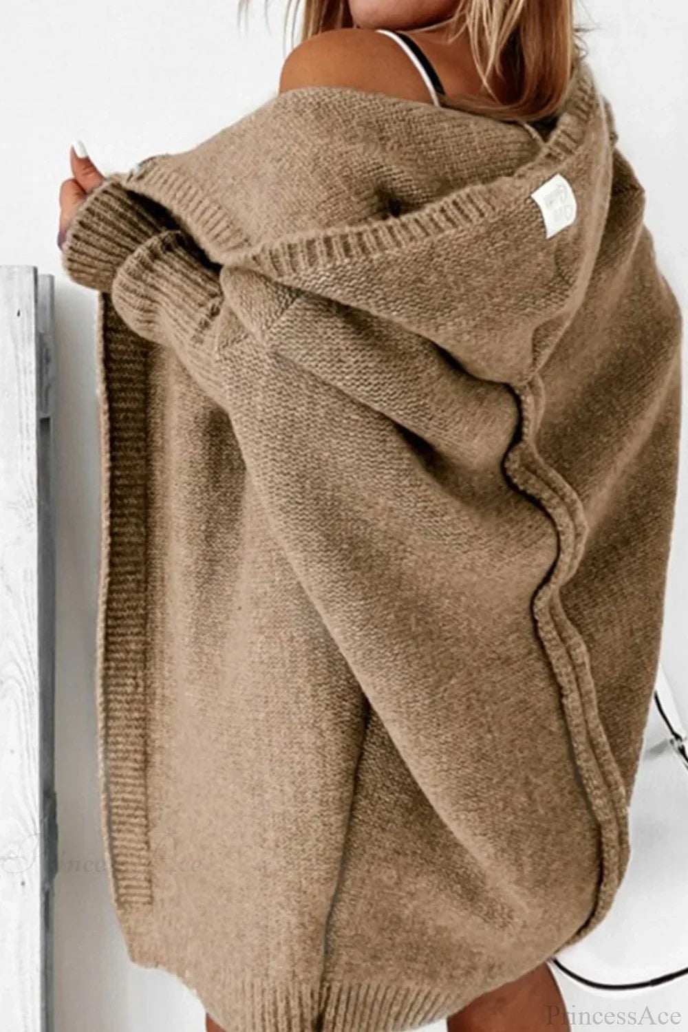 Yasmin | Cardigan long en tricot ouvert à capuche pour femmes