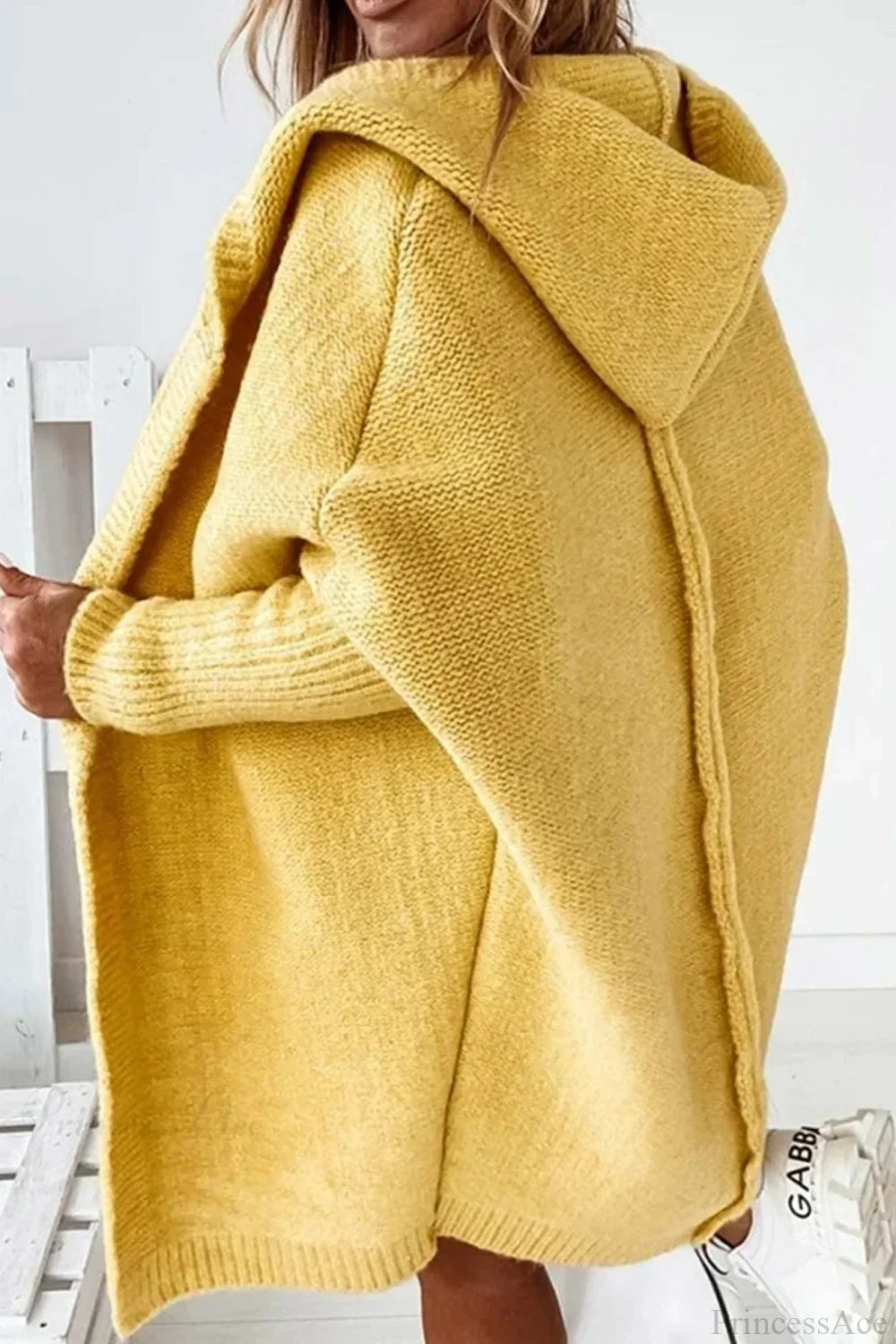 Yasmin | Cardigan long en tricot ouvert à capuche pour femmes
