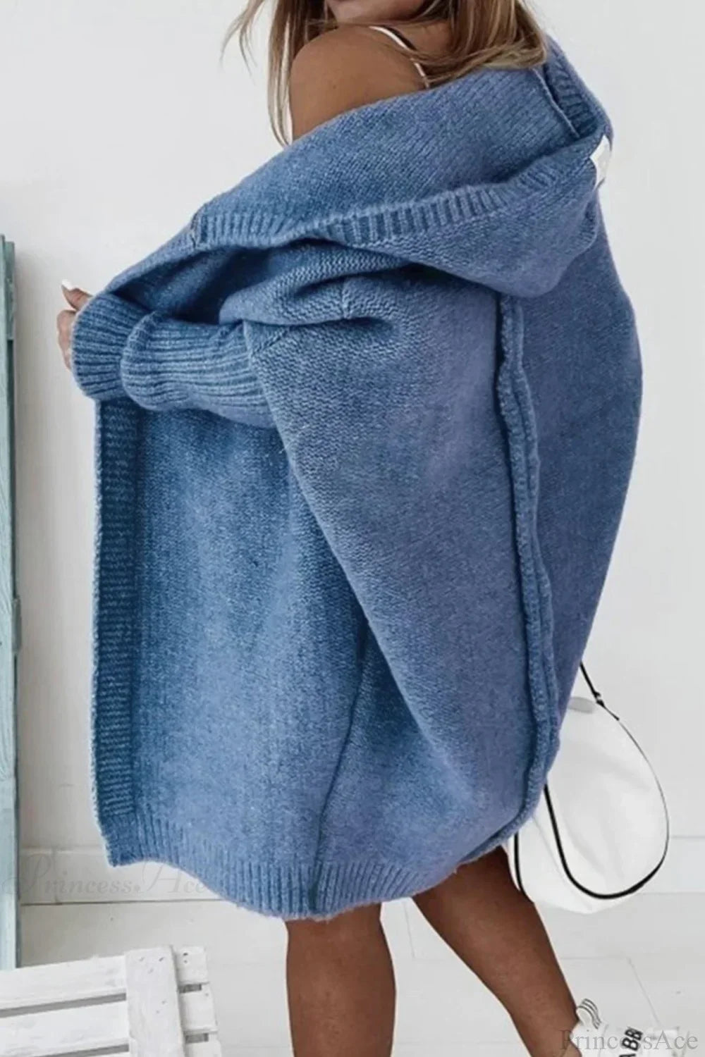 Yasmin | Cardigan long en tricot ouvert à capuche pour femmes