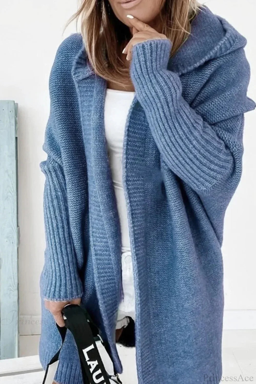 Yasmin | Cardigan long en tricot ouvert à capuche pour femmes