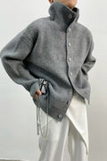 Yvette | Cardigan à col montant en tricot côtelé pour femmes