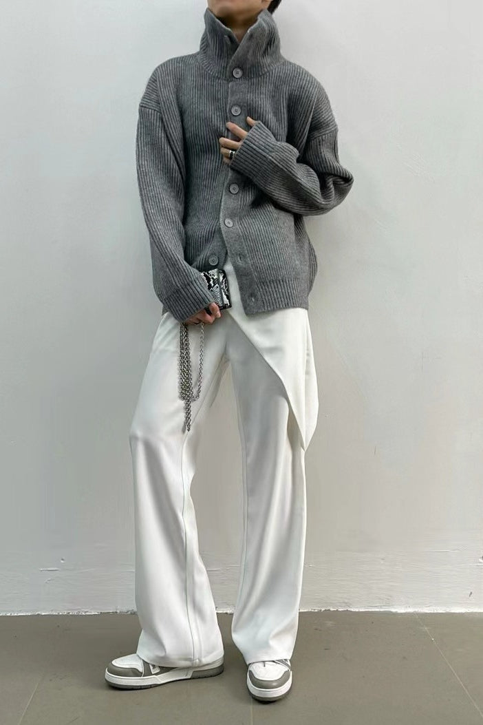 Yvette | Cardigan à col montant en tricot côtelé pour femmes
