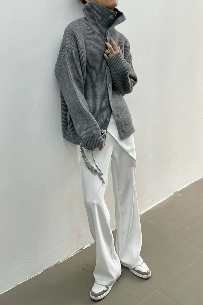 Yvette | Cardigan à col montant en tricot côtelé pour femmes