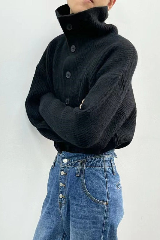 Yvette | Cardigan à col montant en tricot côtelé pour femmes
