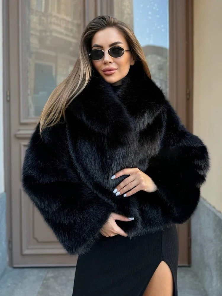 Zosia | Manteau d'hiver en peluche pour femmes avec col châle oversize et manches longues