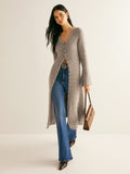 Zuri | Cardigan long en tricot à col en V pour femmes